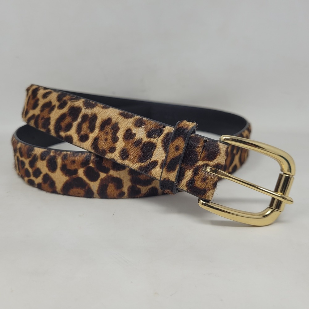 Ann Taylor Belt Lg Brown Leopard Print Haircalf Leather Animal Print Statement